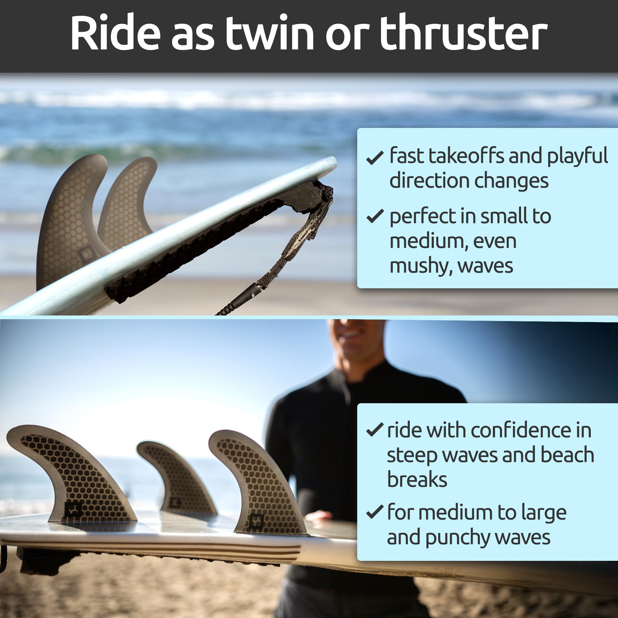 Amazon.com : Surf Squared Large Surfboard Fins Set (3 Fins